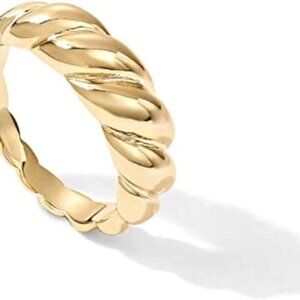 Women's 14K Gold Plated Croissant Dome Ring Trendy Chunky Signet Jewelry